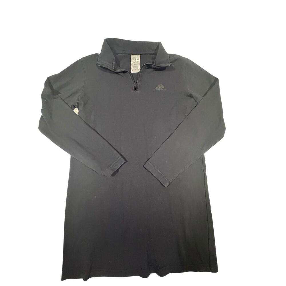 Ladies black Adidas 1/4 zip knit top with decal Med sportswear